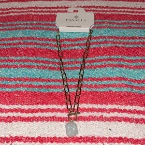 PANACEA Genuine Stone Paperclip Necklace Brand New
